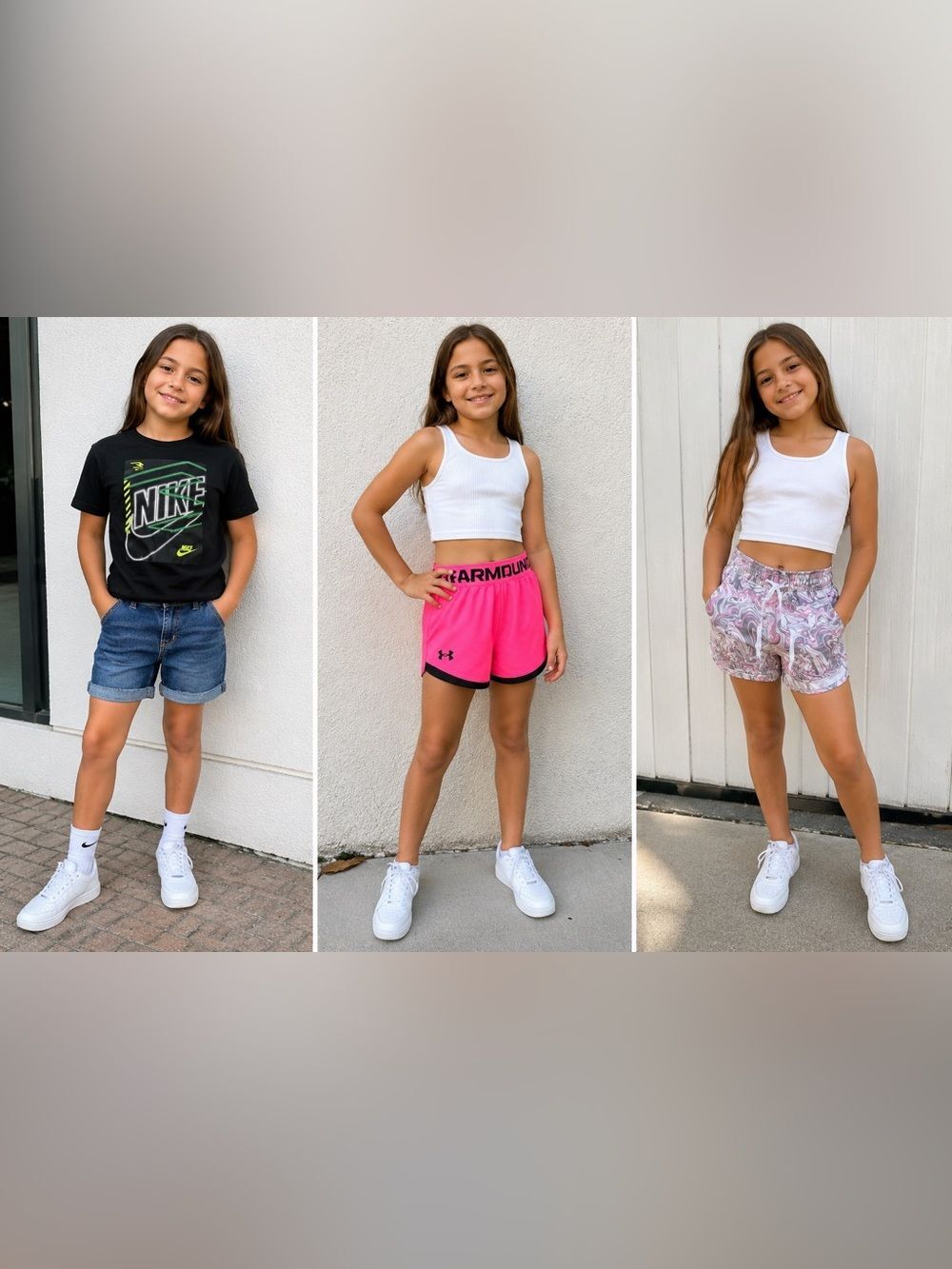 Girls Clothing Bundle 4 Piece Set Size 10-12 Mixed Brands 3 shorts 1 T-shirt